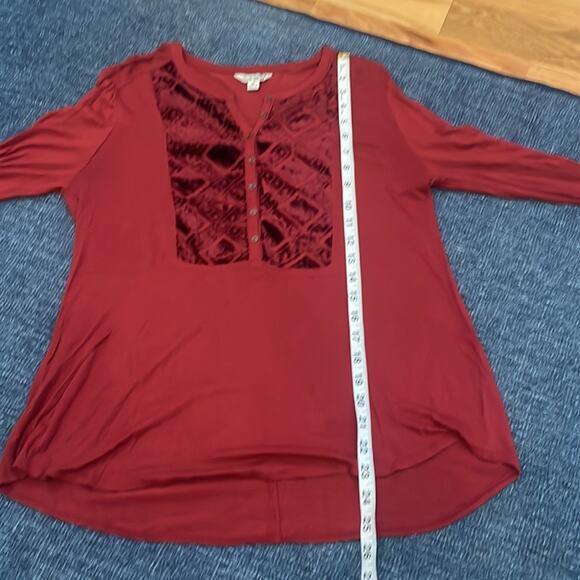 Lucky Brand Bourbon Velvet Henley shirt top size Medium - Picture 5 of 7